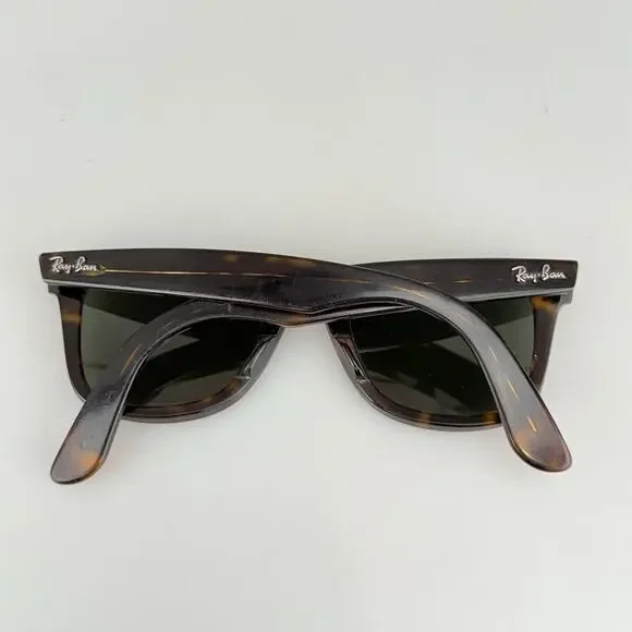 Ray-Ban Sunglasses Wayfarer RB2140 902 Handmade in Italy G15 Tortoise SCRATCHED